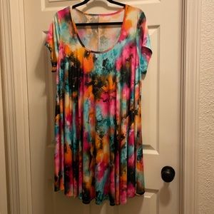 Emerald multi color tie dye dress 1XL
